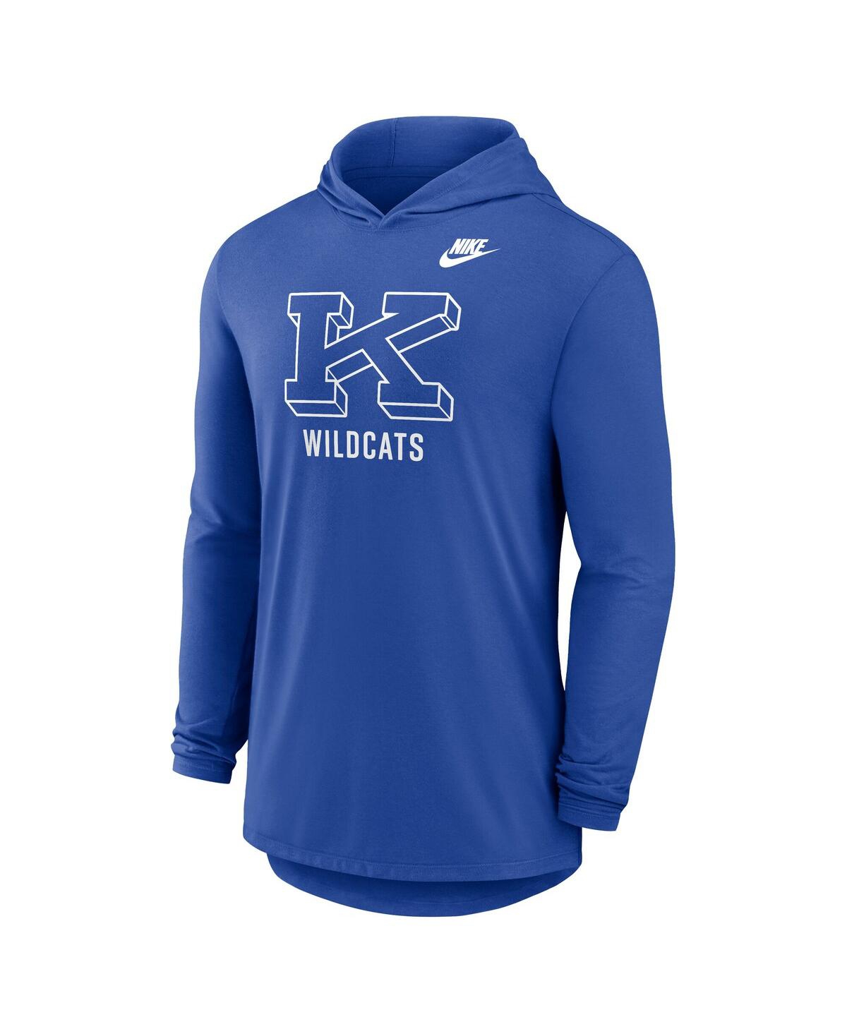 Nike Men's Royal Kentucky Wildcats Legacy Tri-Blend Dri-fit Long Sleeve Hoodie T-Shirt