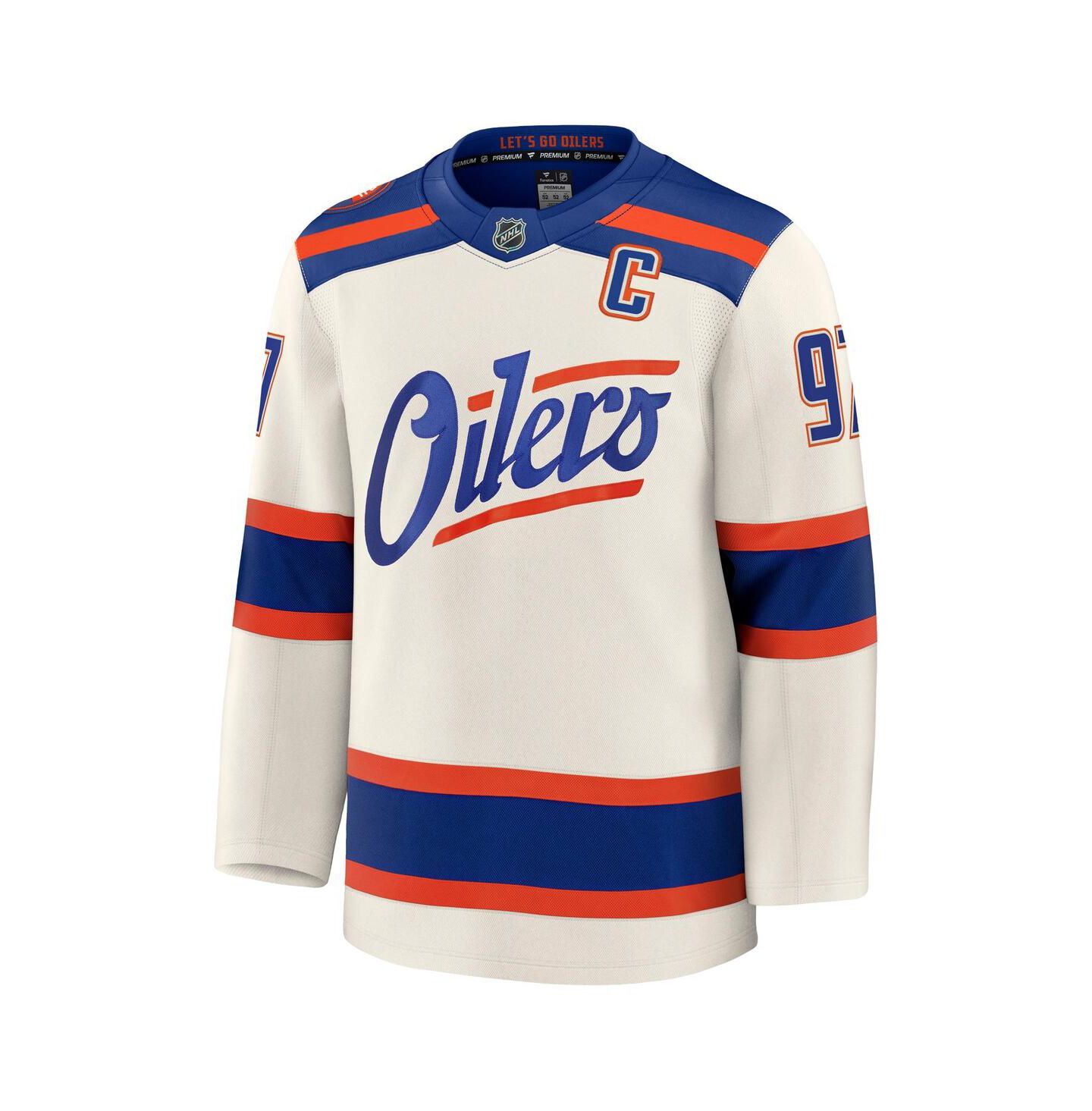 Мужской топ Fanatics Connor McDavid Light Beige Edmonton Oilers Alternate Premium Jersey — фото 2