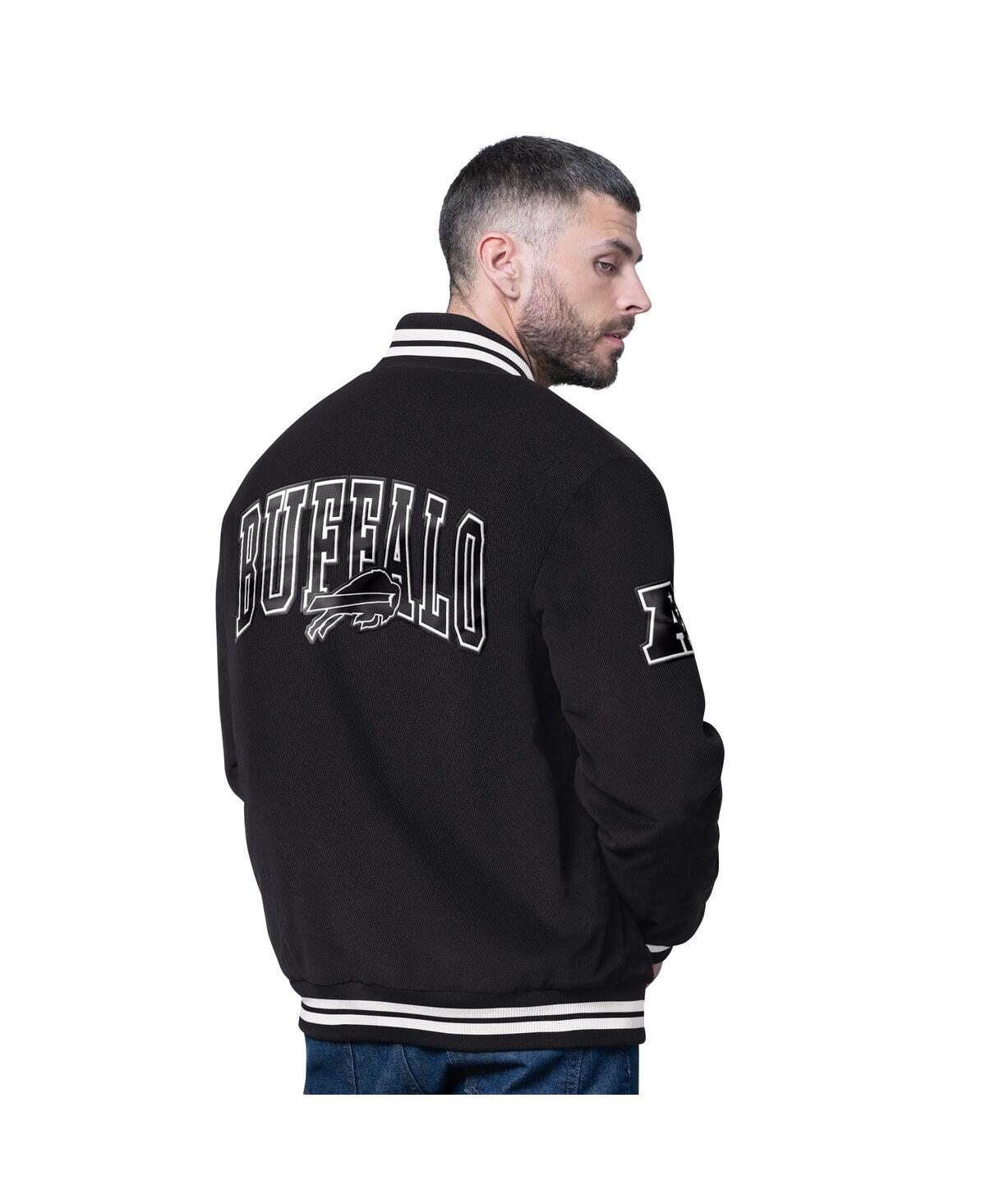 Starter Men's Black Buffalo Bills Blackout Corduroy Full-Snap Varsity Jacket