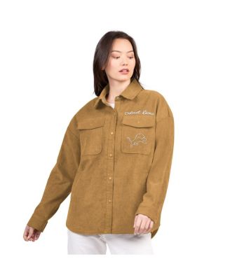 G-III 4Her by Carl Banks - Women's Brown Detroit Lions Re-Match Corduroy Full-Snap Shacket