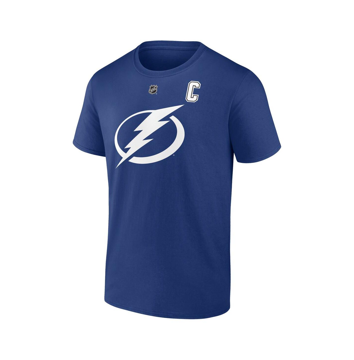 Мужская футболка Fanatics Victor Hedman Blue Tampa Bay Lightning Authentic Stack Name & Number — фото 2