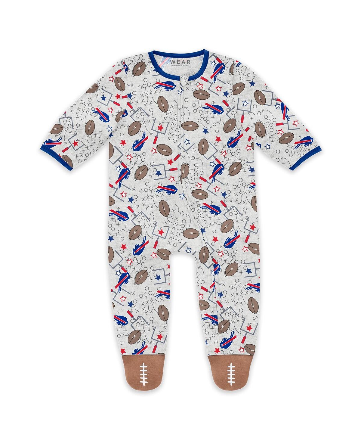 Wear by Erin Andrews Baby Boys and Girls Newborn 2-Piece Buffalo Bills Sleep Play Full-Zip Sleeper Bib Set