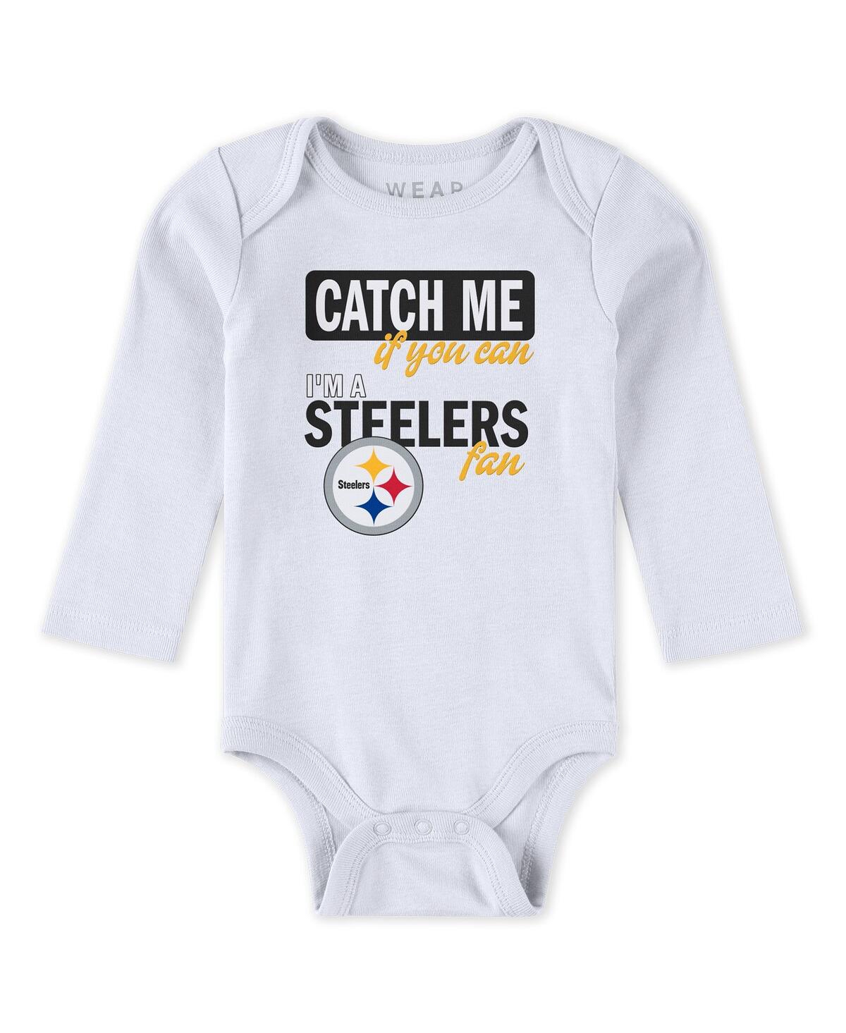 Wear by Erin Andrews Baby Boys and Girls Newborn 3-Piece Pittsburgh Steelers Turn Me Around Bodysuits Pant Set