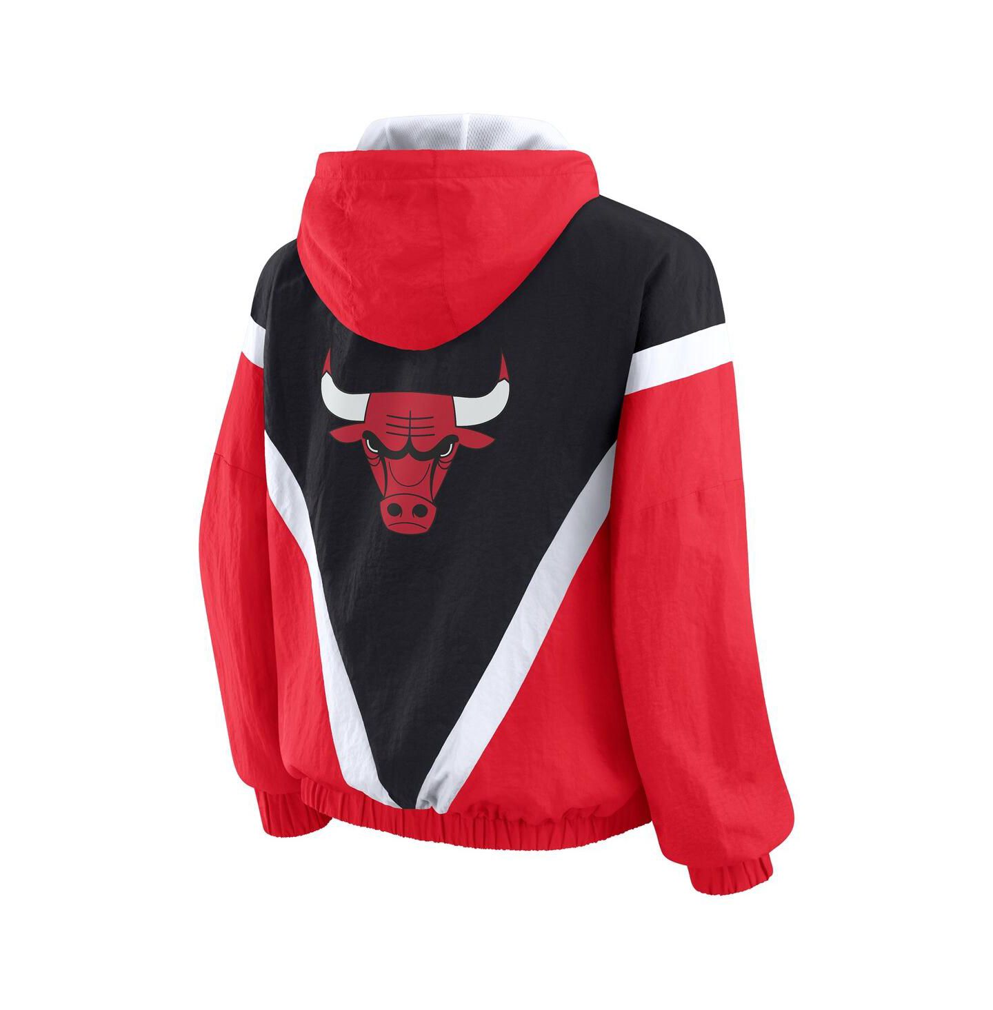 Женские худи WEAR by Erin Andrews Black/Red Chicago Bulls Color Block Full-Zip Windbreaker Jacket — фото 2