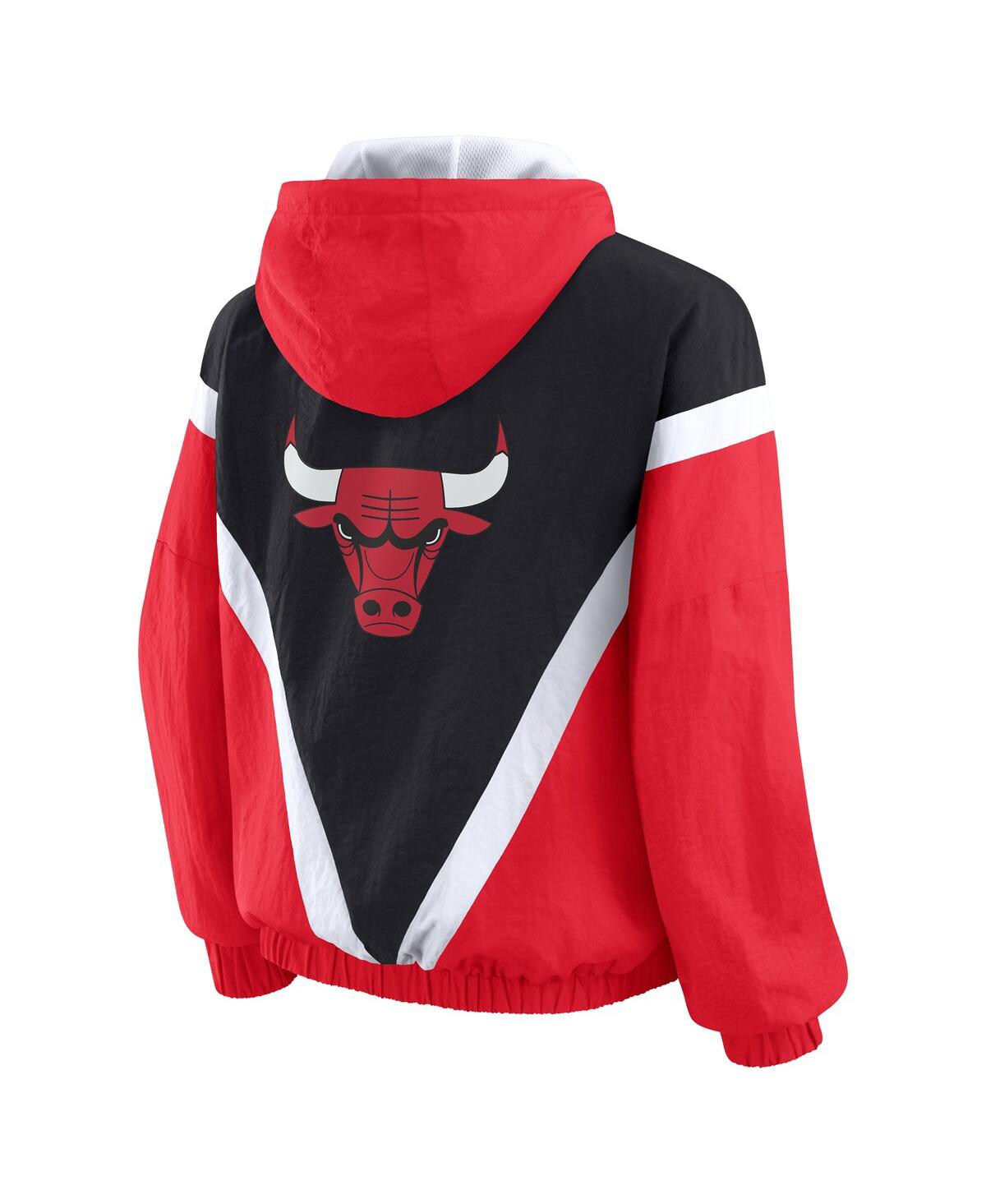 Wear By Erin Andrews Women's Black/red Chicago Bulls Color Block Full-zip Hoodie Windbreaker Jacket In Multi