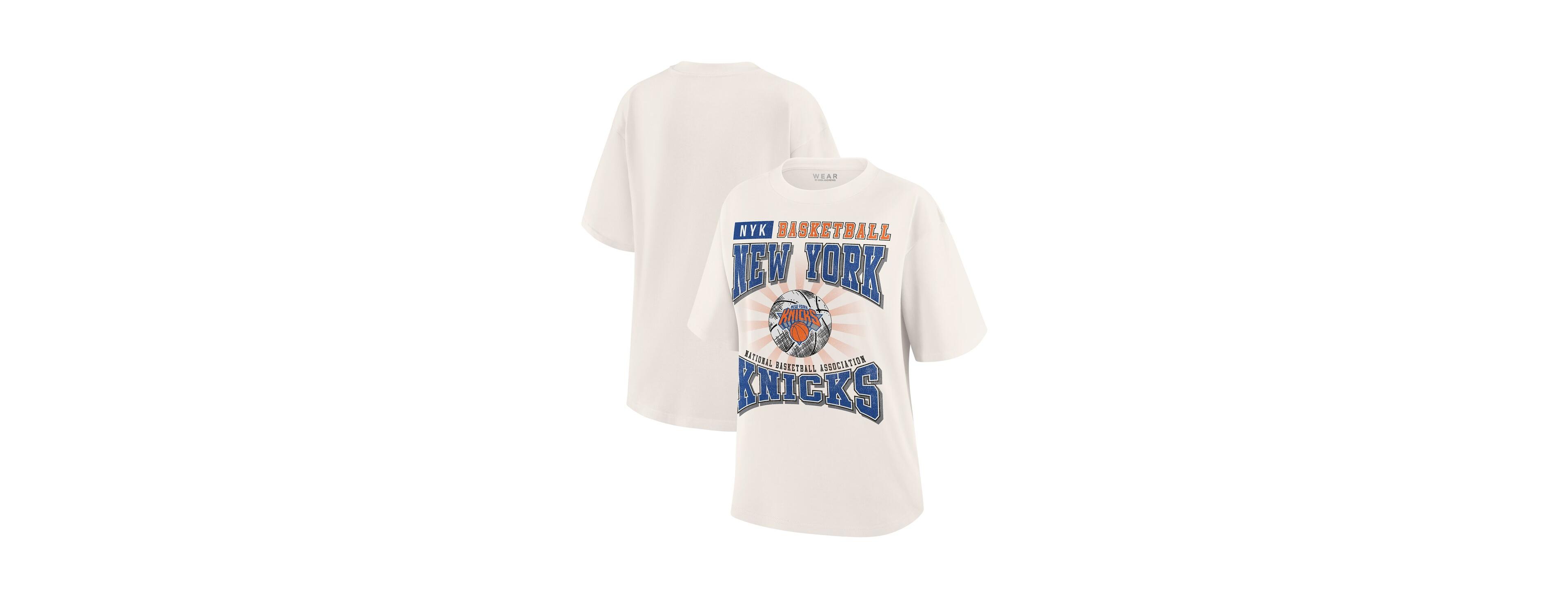 Wear by Erin Andrews Women's Cream New York Knicks Ball Boyfriend T-Shirt