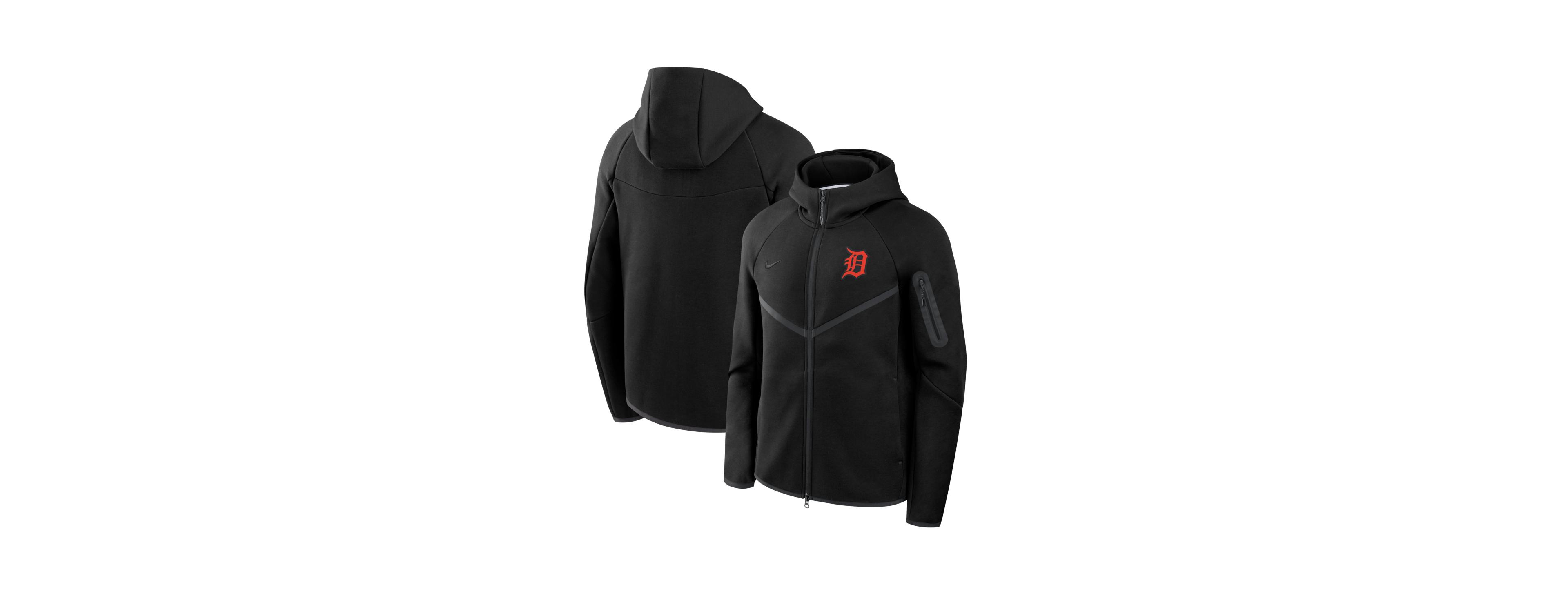 Nike Men's Black Detroit Tigers Tech Fleece Windrunner Full-Zip Hoodie Jacket