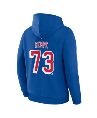 Men's Matt Rempe&nbsp;Blue New York Rangers Authentic Stack Name Number Hoodie