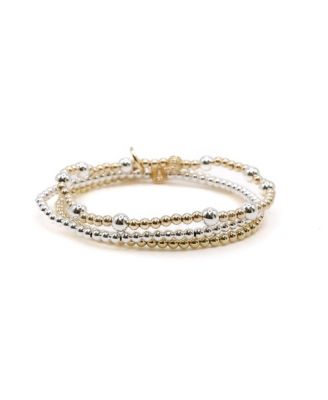 Gold Filled Ball and Sterling Silver Bracelet Stack