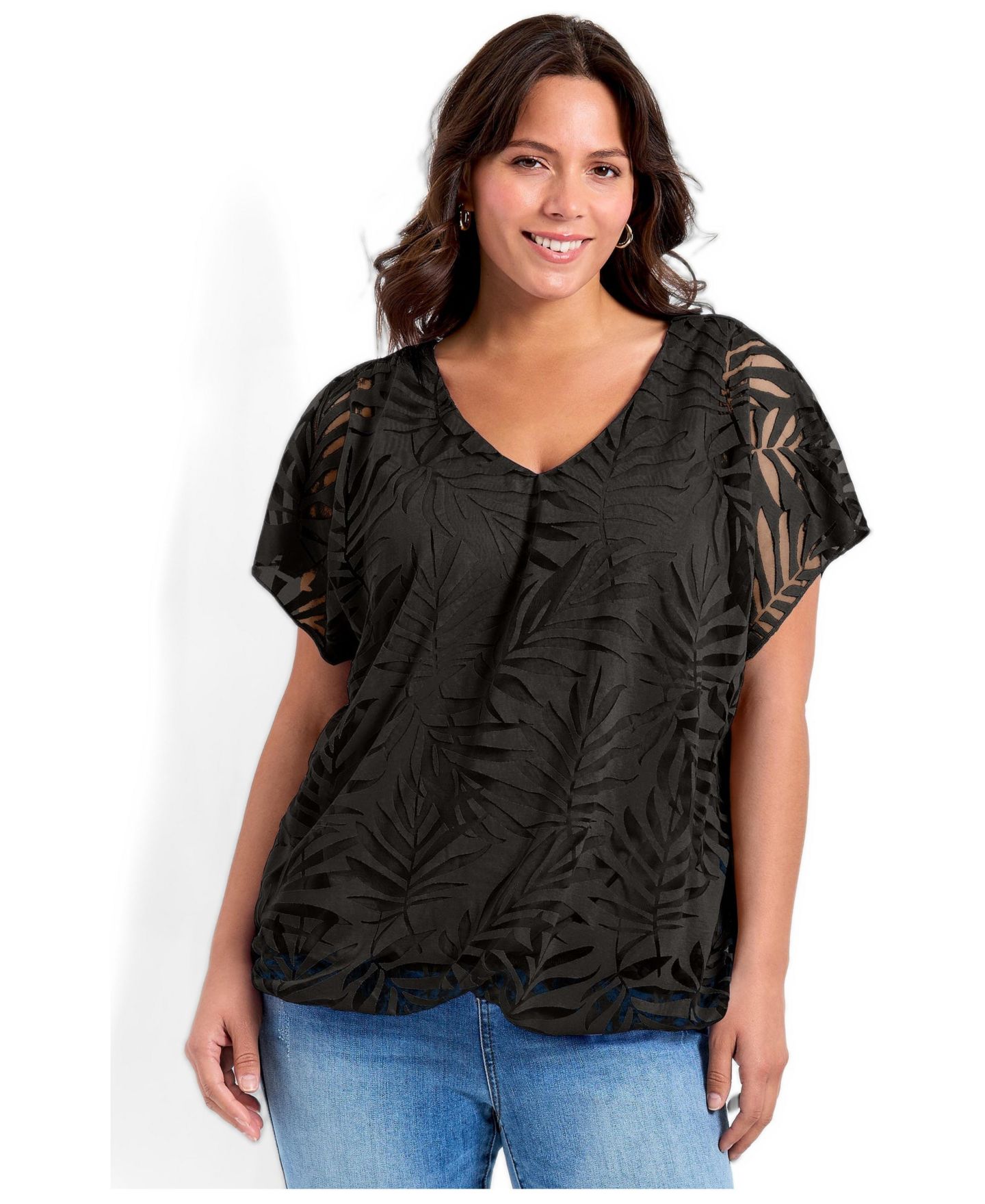 Женский топ Avenue Elora Burnout, цвет: Чёрный — фото 2