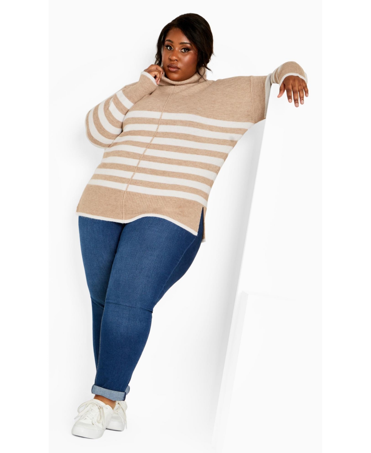 Avenue Women's Livvy Roll Neck Stripe Sweater