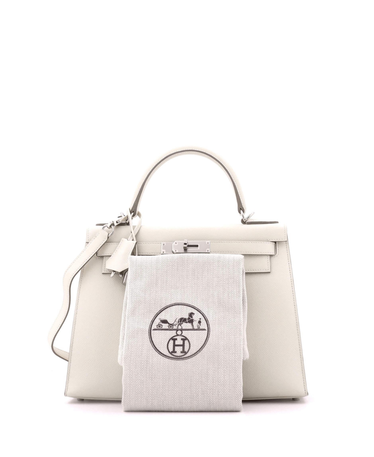 Pre-Owned HERMES Kelly 28 Handbag Light Epsom with Palladium Hardware