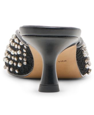 Women's Cleo Imitation Pearl Pointed Toe Mule Pumps