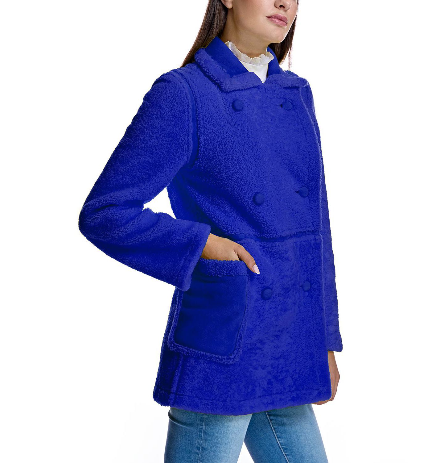 Женская куртка Julia & Stella By Maximilian Shearling Lamb Pea, цвет: Королевский синий — фото 2