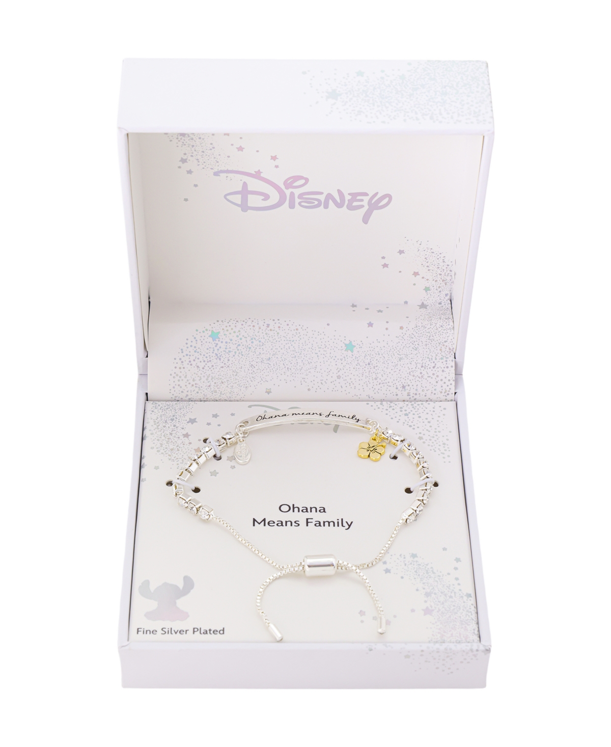 Disney Lilo and Stitch "Ohana" Crystal Adjustable Bolo Bracelet