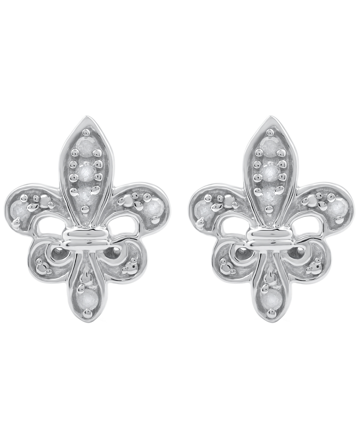 Macy's Diamond Fleurdelis Earrings (1/10 ct. t.w.) in Sterling Silver