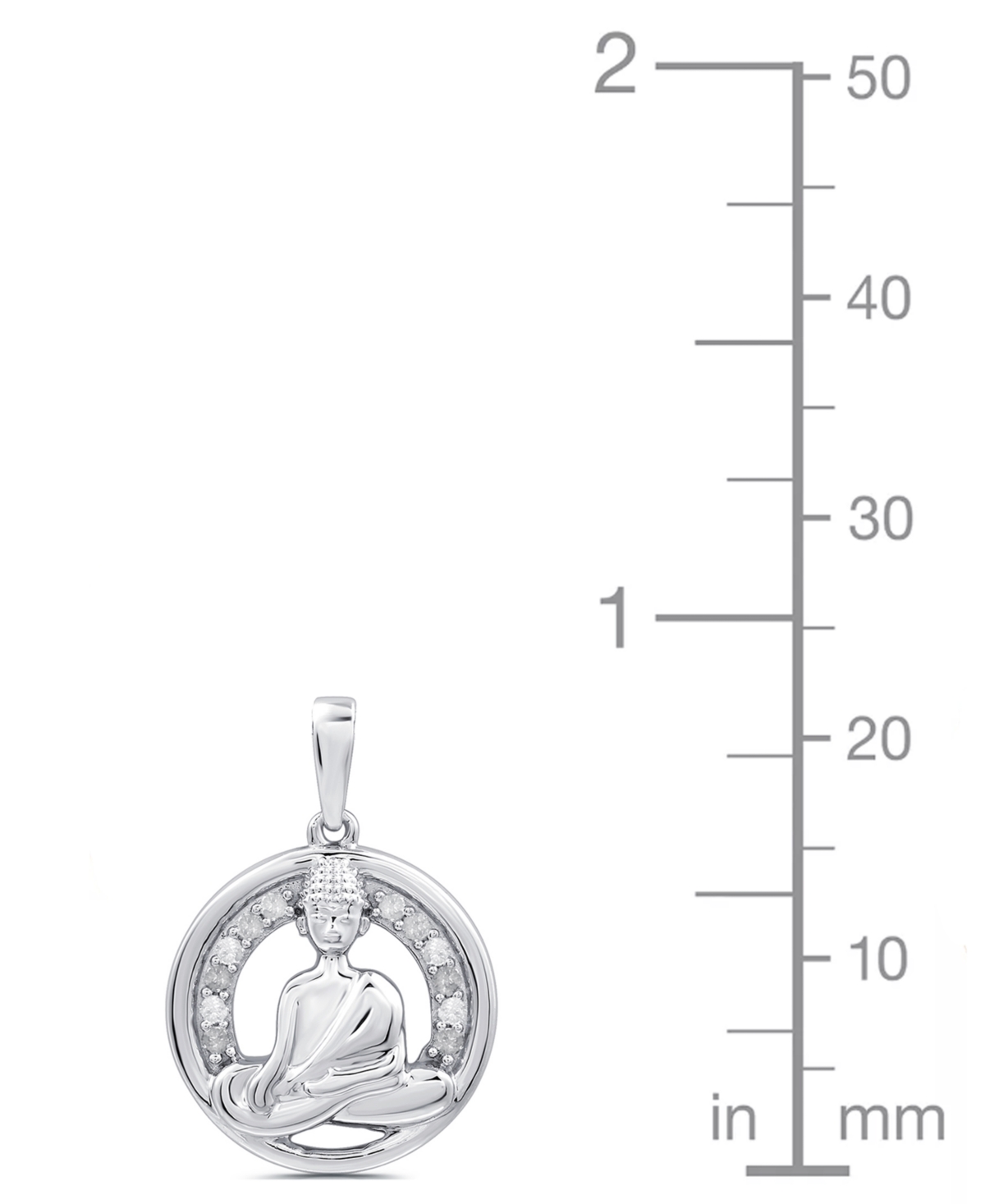 Macy's Diamond Buddha Pendant Necklace (1/10 ct. t.w.) in Sterling Silver
