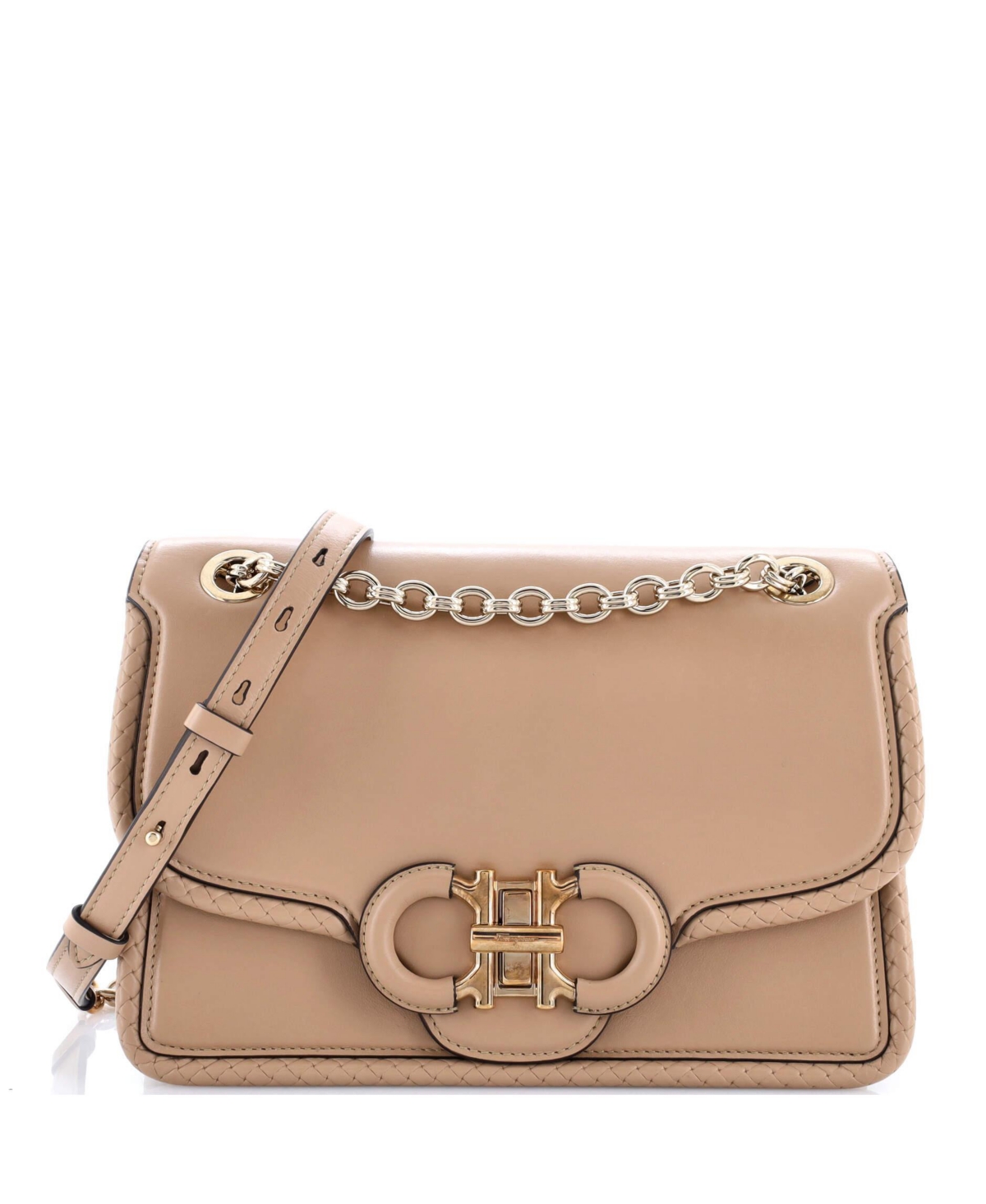 Pre-Owned Salvatore Ferragamo Medium Gancini Turnlock Flap Bag Leather