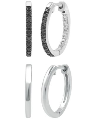 2-Pc. Diamond Hoop Earrings Set (1/6 ct. t.w.) in Sterling Silver
