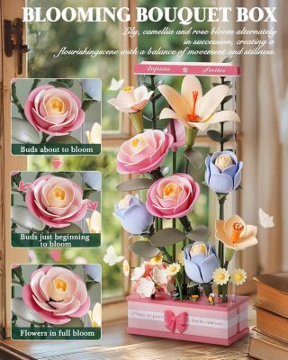 3D Puzzles Floral Art Series, Single Flower DIY Craft Flower Puzzle, Home Decorative Ornaments for Holiday Gifts, Purple, 2.8"3.5"13.6"