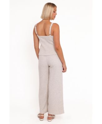 Women's Greta Tailored Pant Set - White Brown Marl