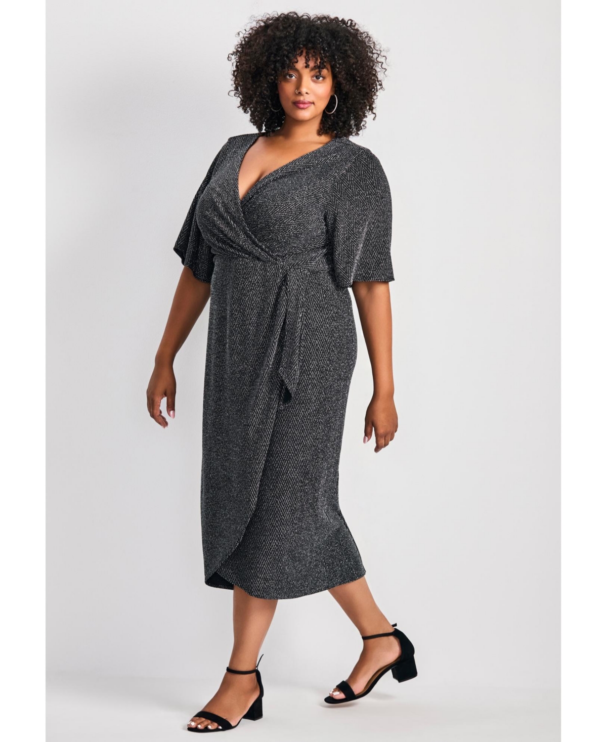 Avenue Women's Nala Metallic Mock Wrap Dress