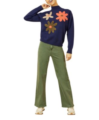 Women's Floral Detail High Neck Knit Sweater