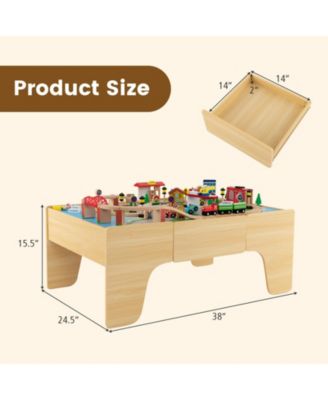 84-Piece Wooden Train Set with Reversible and Detachable Tabletop