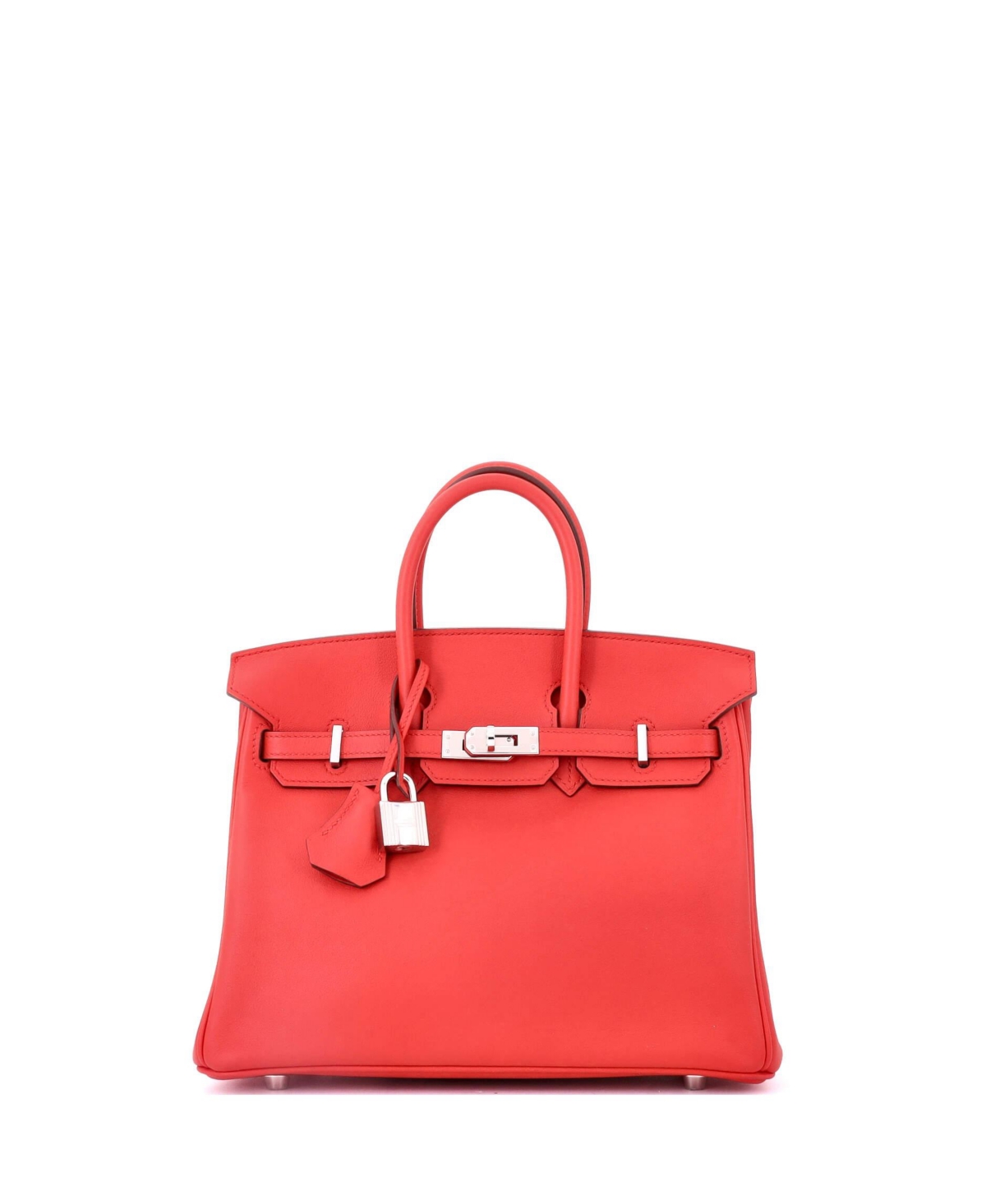 Pre-Owned HERMES Birkin 25 Handbag Red Swift with Palladium Hardware