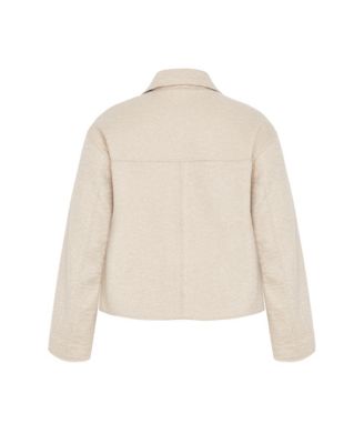 Plus Size Boucle Zip Front Jacket