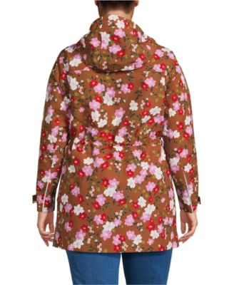 Plus Size Squall Hooded Waterproof Print Raincoat