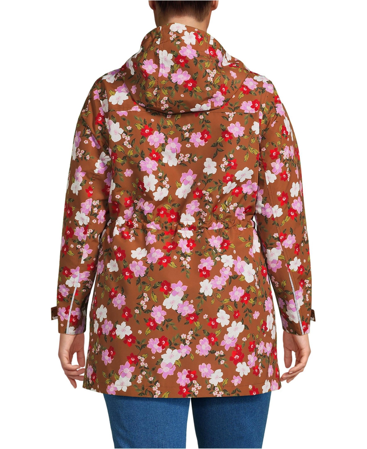 Lands' End Plus Squall Hooded Waterproof Print Raincoat