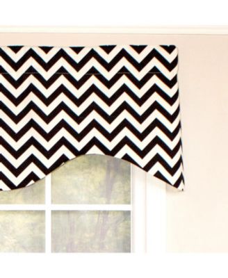 Zig Zag Cornice 100% Cotton with Fully Lined 3" Rod Pocket Valnance for Windows 50" x 17" Black