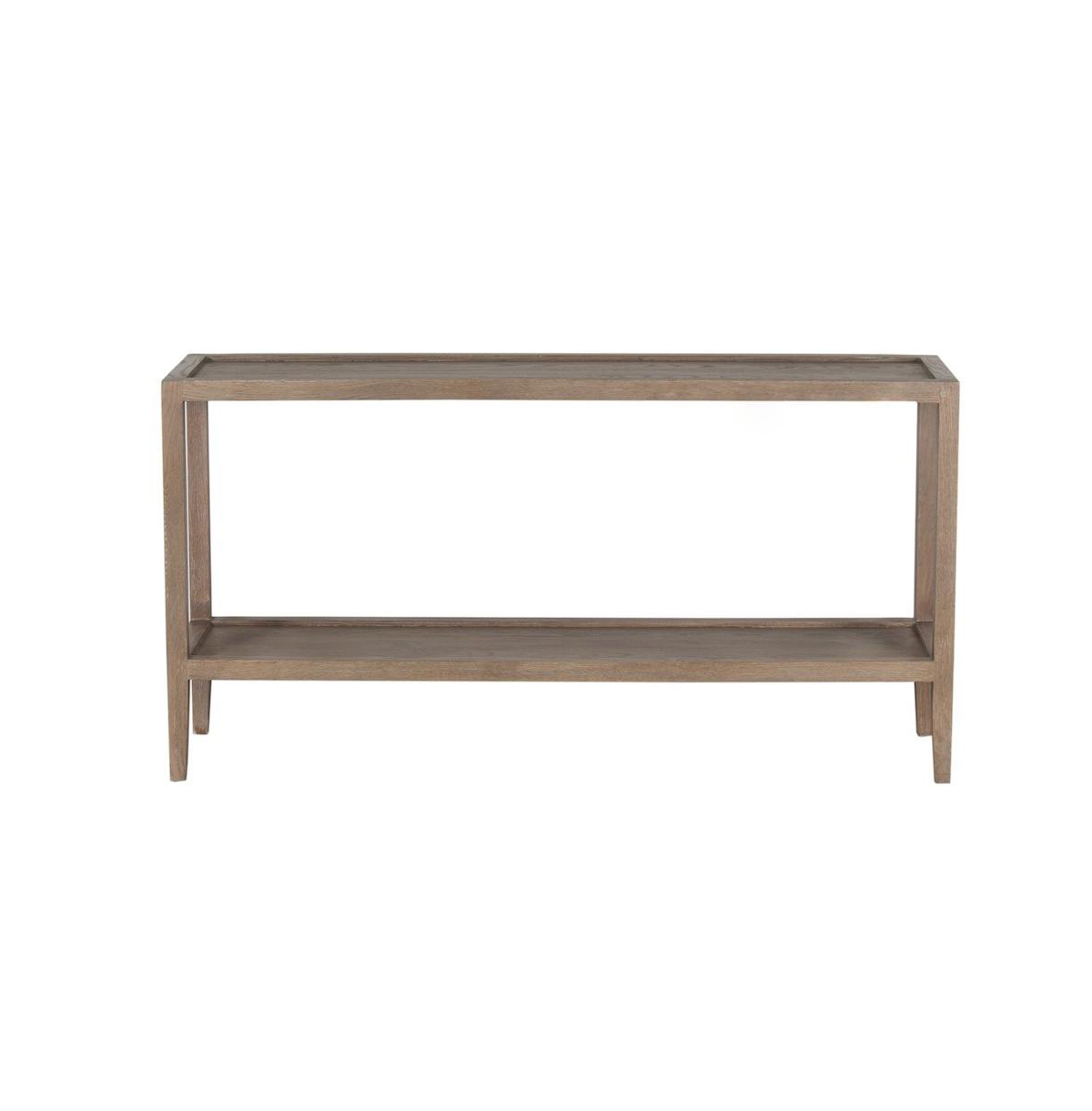 Lowell Solid White Oak Wood Console Table, Brown