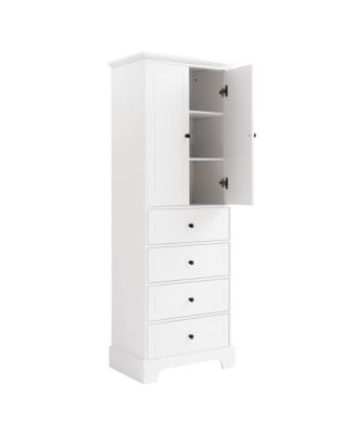 2-Door 4-Drawer MDF Cabinet with Adjustable Shelf & Anti-Tip Design – Modern Storage Organizer