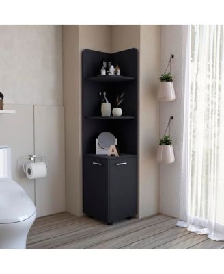 Freestanding Bathroom Cabinet Black Modern Storage Organizer for Bathroom Living Room or Laundry Room