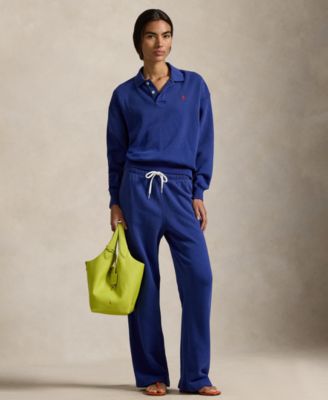 Women's Drawstring Fleece Wide-Leg Sweatpant