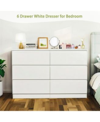 6-Drawer Wood Dresser with Spacious Countertop and Concealed Handles