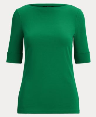 Women's Stretch Cotton Boat Neck T-Shirt 