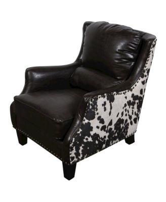 Wrangler Leather-look & Cow Pattern Accent Chair, Brown