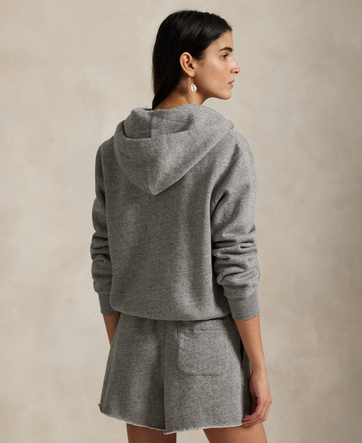 Polo Ralph Lauren Hooded Cotton Sweatshirt Front Pockets In Gray