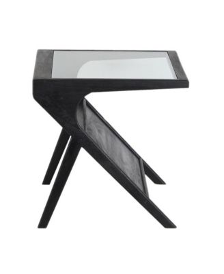 Canberra Solid Mango Wood End Table, Black