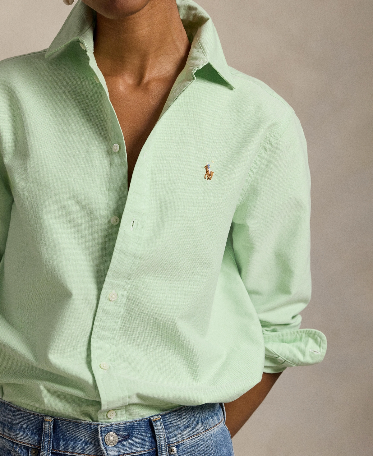 Polo Ralph Lauren Women's Classic-fit Oxford Shirt In Green