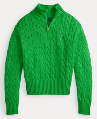 Women's Cable-Knit Cotton Quarter-Zip Sweater