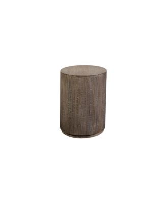 Drum Gray Wash Mango Wood End Table, Gray