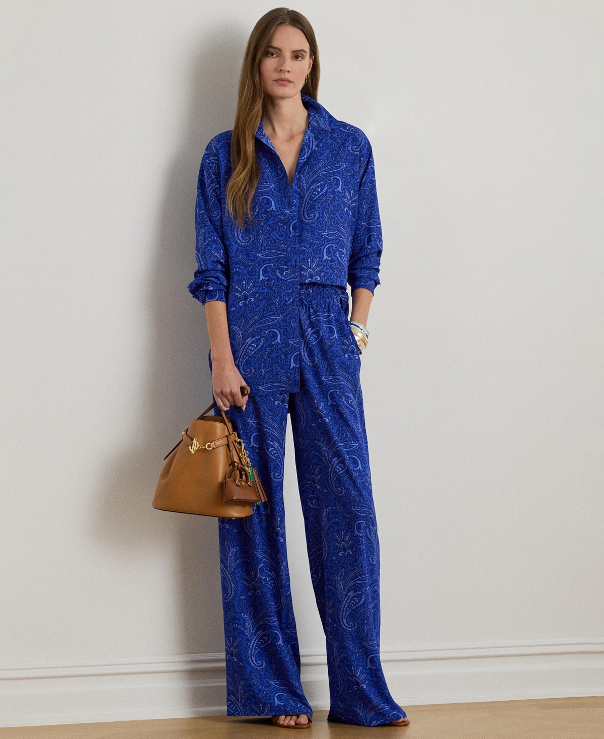 Lauren Ralph Women's Relaxed Fit Paisley Crepe Shirt
