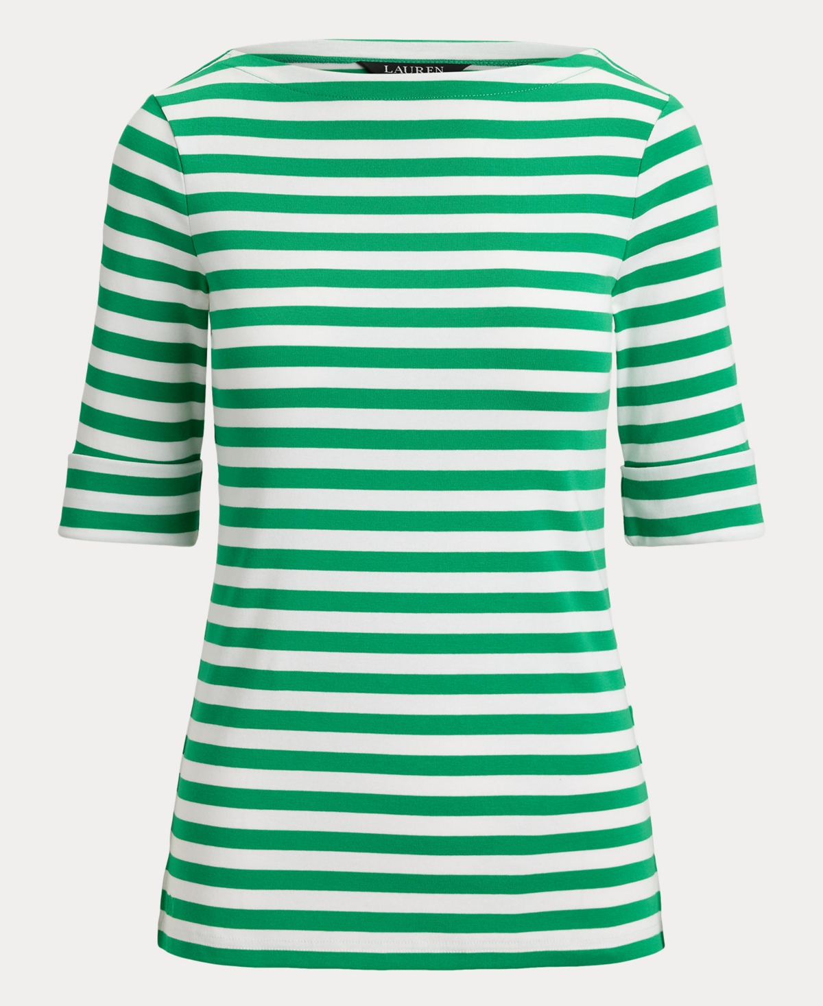Ralph Lauren Women's Striped Boat Neck T-shirt In Green