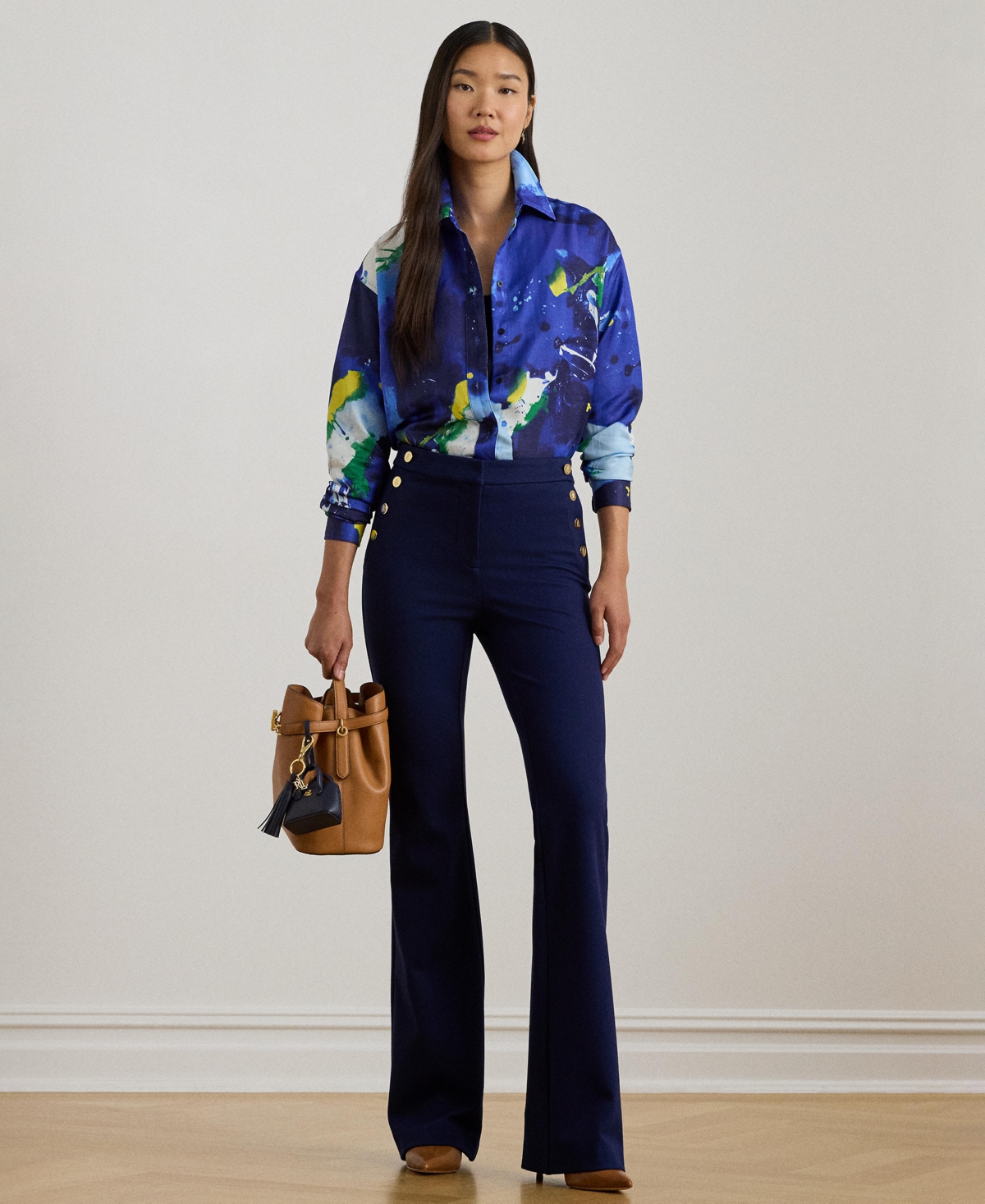 Lauren Ralph Women's Relaxed Fit Abstract-Print Crepe Shirt