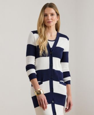 Women's Striped Ankle-Grazing Cardigan
