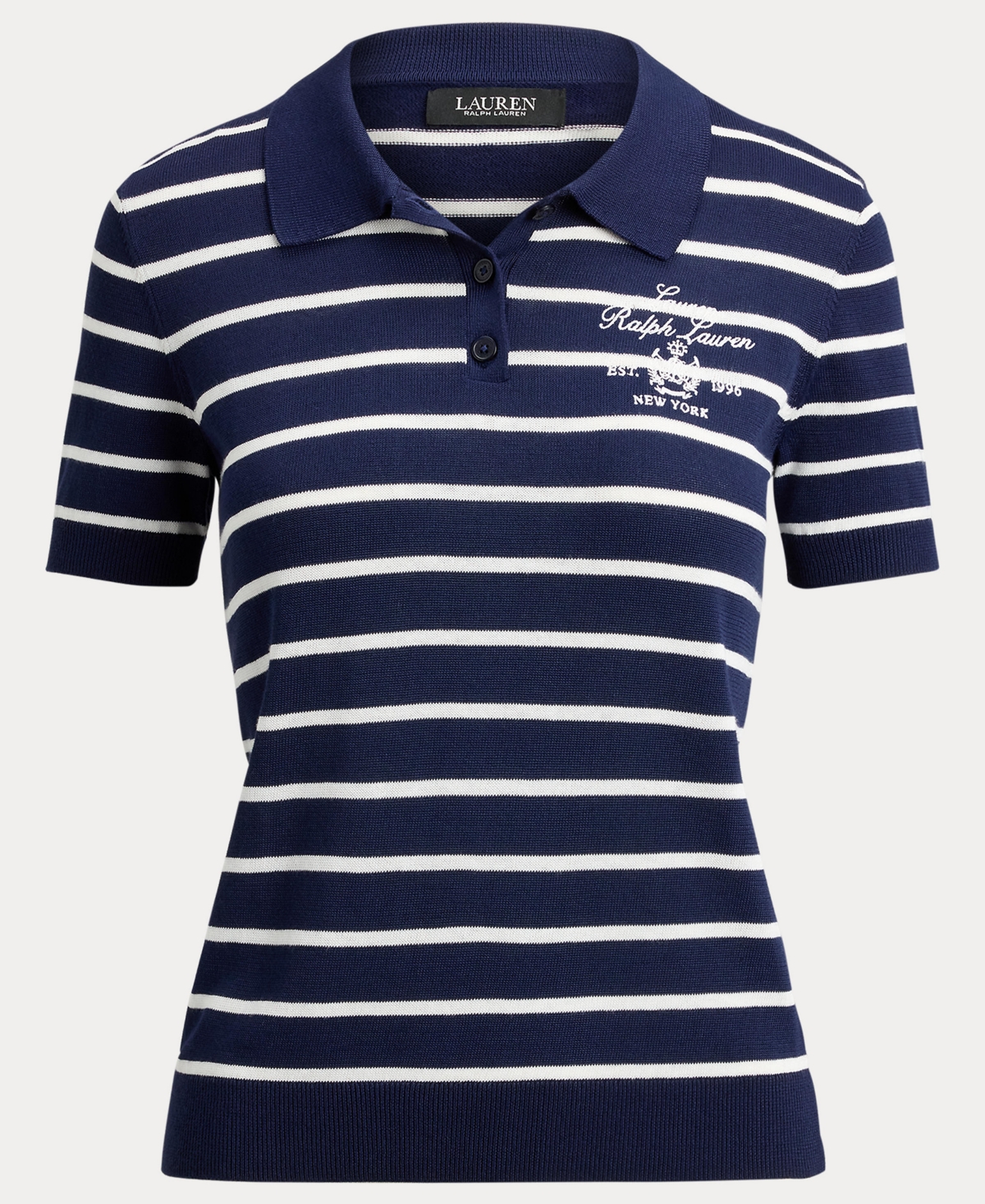 Lauren Ralph Women's Striped Slim-Fit Polo Sweater